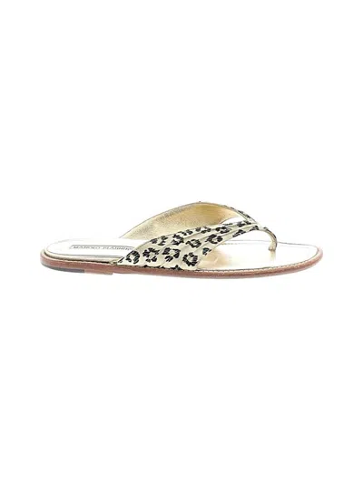 Pre-owned Manolo Blahnik Flip Flops In Tan