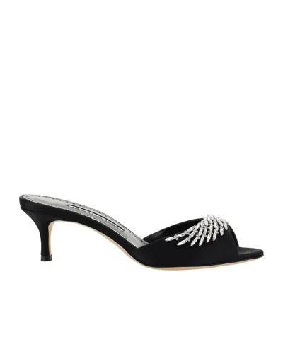 MANOLO BLAHNIK MANOLO BLAHNIK LUMANA EMBELLISHED SATIN MULES
