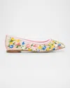 Manolo Blahnik Floral Mesh Bow Ballerina Flats In Multi Pattern