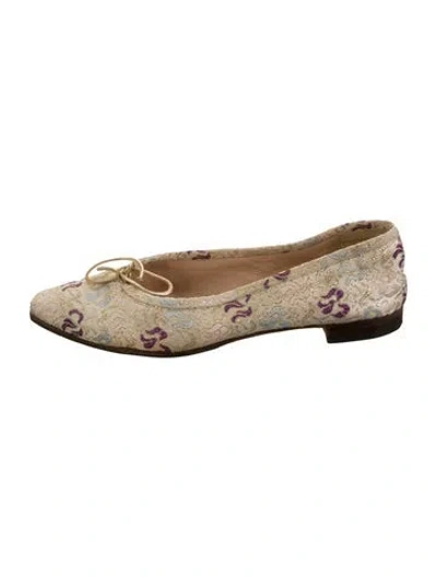 Pre-owned Manolo Blahnik Floral Print Ballet Flats In Neutral