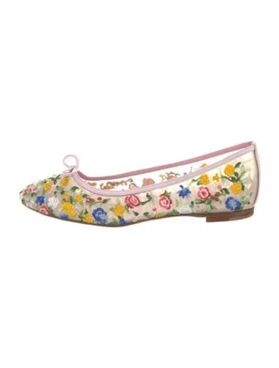 Pre-owned Manolo Blahnik Floral Print Ballet Flats In Pink