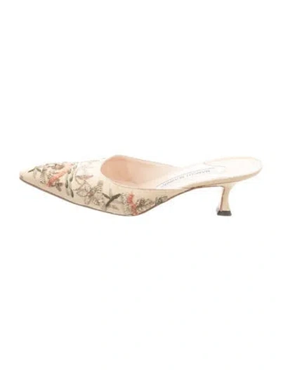 Pre-owned Manolo Blahnik Floral Print Mules