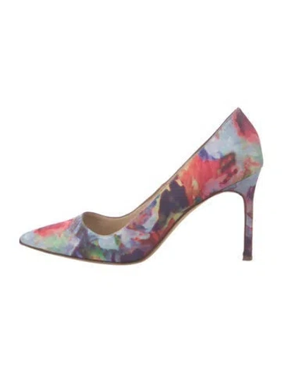 Pre-owned Manolo Blahnik Floral Print Pumps In Multi