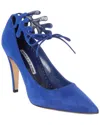 Manolo Blahnik Florettehi 100 Suede Pump In Blue