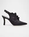 Manolo Blahnik Flower Crepe Antigonid Slingback Pumps In Animal Print