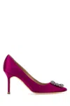 MANOLO BLAHNIK FUCHSIA SATIN HANGISI PUMPS