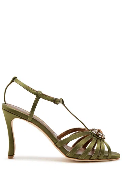 Manolo Blahnik Fulcon 90 Crystal-embellished Satin Sandals In Green