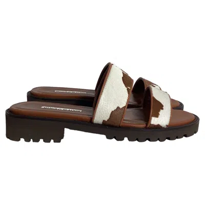 Manolo Blahnik Gadmu Cow Print Flat Sandals In Animal Print Ponyhair In Multi