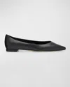 Manolo Blahnik Gala Lambskin Point-toe Ballerina Flats In Black