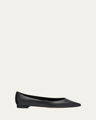 Manolo Blahnik Gala Lambskin Point-toe Ballerina Flats In Black
