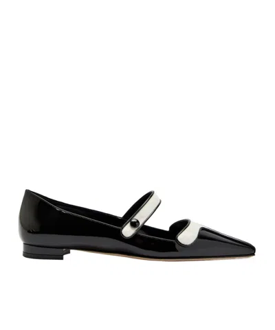 Manolo Blahnik Ganeus Patent Leather Flats In Black