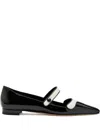 Manolo Blahnik Ganeus Two-tone Patent-leather Mary-jane Point-toe Flats In Black