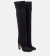 Manolo Blahnik Overknee-stiefel Gardahi 105 Aus Veloursleder In Schwarz