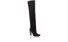 Manolo Blahnik Gardahi Suede Knee High Boots In Black