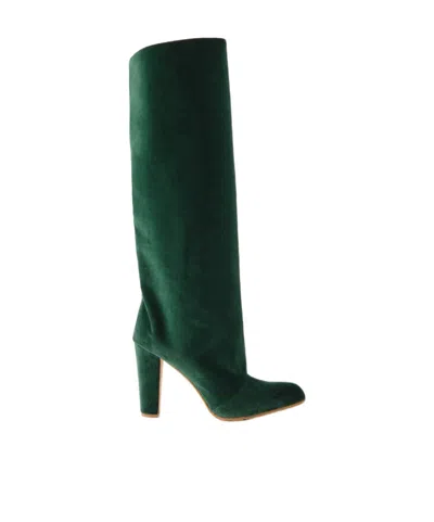 Manolo Blahnik Garder 45 Velvet Knee Boots In Green