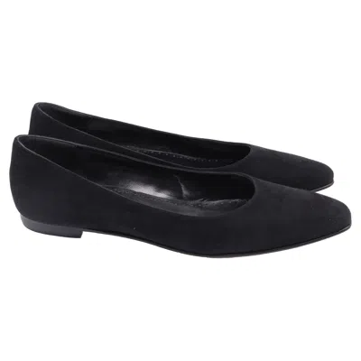 Manolo Blahnik Gelista Ballet Flats In Black Suede