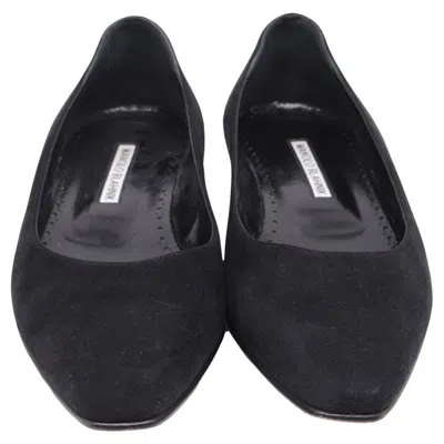 Pre-owned Manolo Blahnik Gelista Ballet Flats In Black Suede