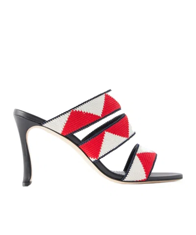 Manolo Blahnik Geometric Print High Heel Sandals In Multi