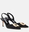Manolo Blahnik Slingback-pumps Gibsli 70 Aus Veloursleder In Schwarz