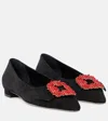 Manolo Blahnik Gifla Embellished Suede Ballet Flats In Red