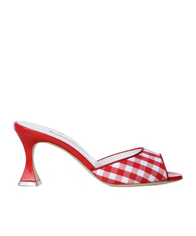 Manolo Blahnik Jadara 70 Checked Woven Sandals In Multi