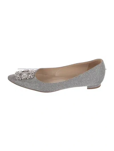 Pre-owned Manolo Blahnik Glitter Crystal Embellishments Flats