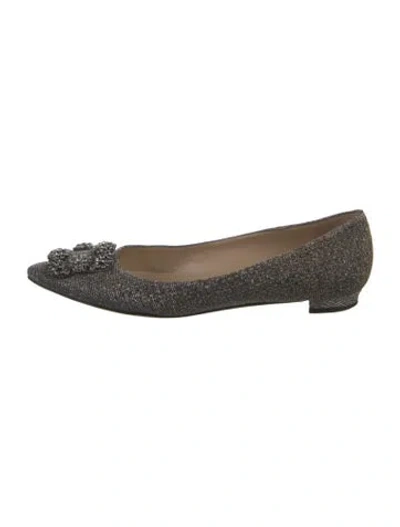 Pre-owned Manolo Blahnik Glitter Crystal Embellishments Flats