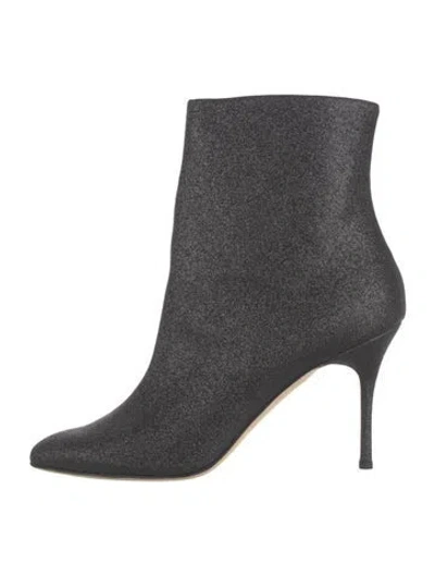 Pre-owned Manolo Blahnik Glitter Glitter Accents Boots W/ Tags In Black