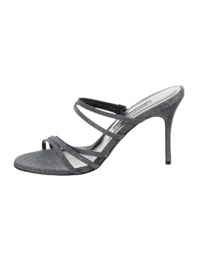 Pre-owned Manolo Blahnik Glitter Slides