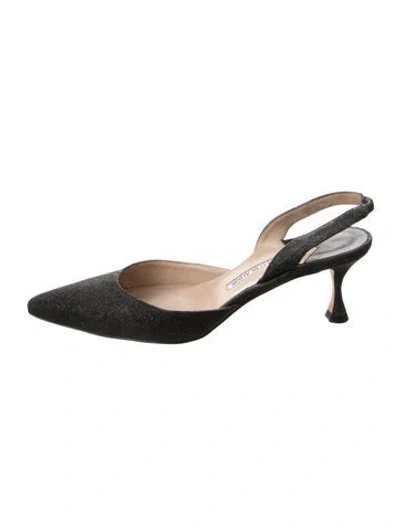 Pre-owned Manolo Blahnik Glitter Slingback Pumps In Black