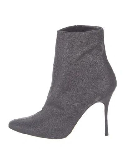 Pre-owned Manolo Blahnik Glitter Sock Boots In Black