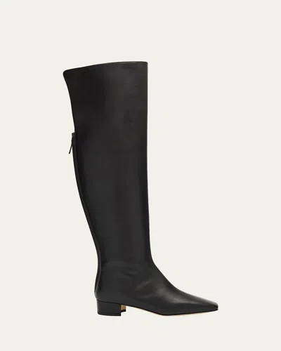 Manolo Blahnik Gore Calf Leather Knee High Boots In Black