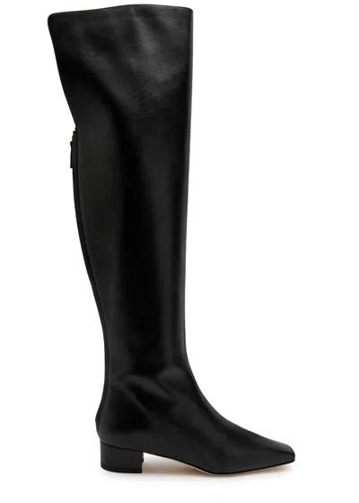 Manolo Blahnik Gore Leather Over-the-knee Boots In Black