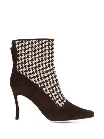 Manolo Blahnik Gosta Houndstooth Ankle Boots In Multi