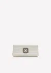 Manolo Blahnik Capri Crystal-embellished Satin Clutch In Cream