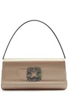 Manolo Blahnik Gothisi Embellished Satin Clutch In Beige