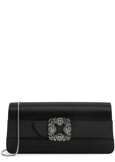 Manolo Blahnik Gothisi Embellished Satin Clutch In Black