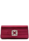 Manolo Blahnik Gothisi Embellished Satin Clutch In Red