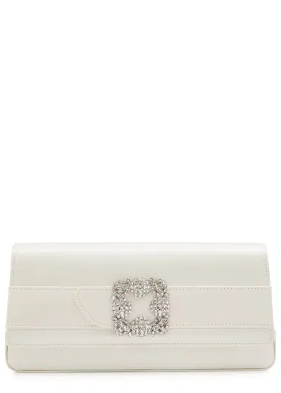 Manolo Blahnik Gothisi Embellished Satin Clutch In White