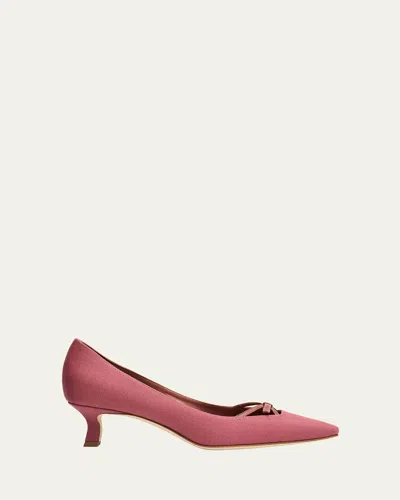 Manolo Blahnik Grafa Woven Bow Kitten Pumps
