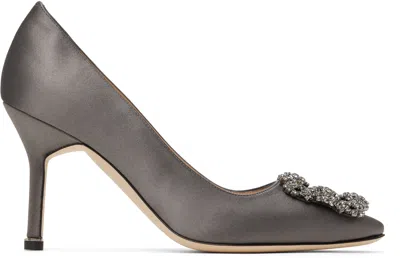 Manolo Blahnik Gray Hangisi 90 Heels In 0212 Dgry