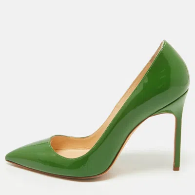 Pre-owned Manolo Blahnik Green Patent Leather Bb Pumps Size 38