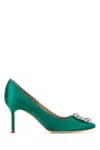 Manolo Blahnik 70mm Hangisi Pumps - Women's - Calf Leather/silk In Bgrn