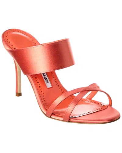 Manolo Blahnik Gueypla 90 Satin Sandal In Orange