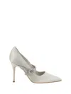 Manolo Blahnik Nadira 90 Satin Crystal-embellished Pumps In Mgry