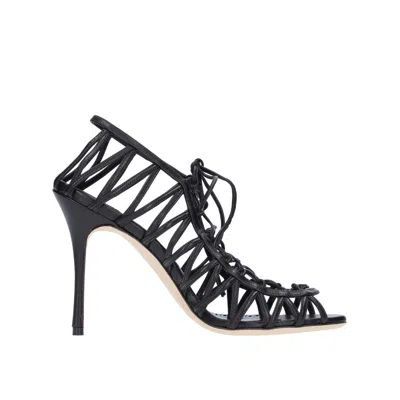 MANOLO BLAHNIK HAMZA 105 LEATHER SANDALS