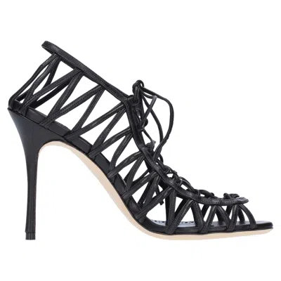Manolo Blahnik Hamza 105 Leather Sandals In Black