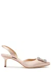 Manolo Blahnik Hangilsi 50cystal-embellished Satin Slingback Pumps In Brown