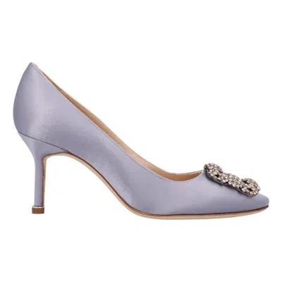 Manolo Blahnik Hangisi 90 Embellished Satin Pumps In Purple