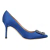 Manolo Blahnik Pointed-toe Mid-height Stiletto Pumps With Decorative Embellishment In Blue